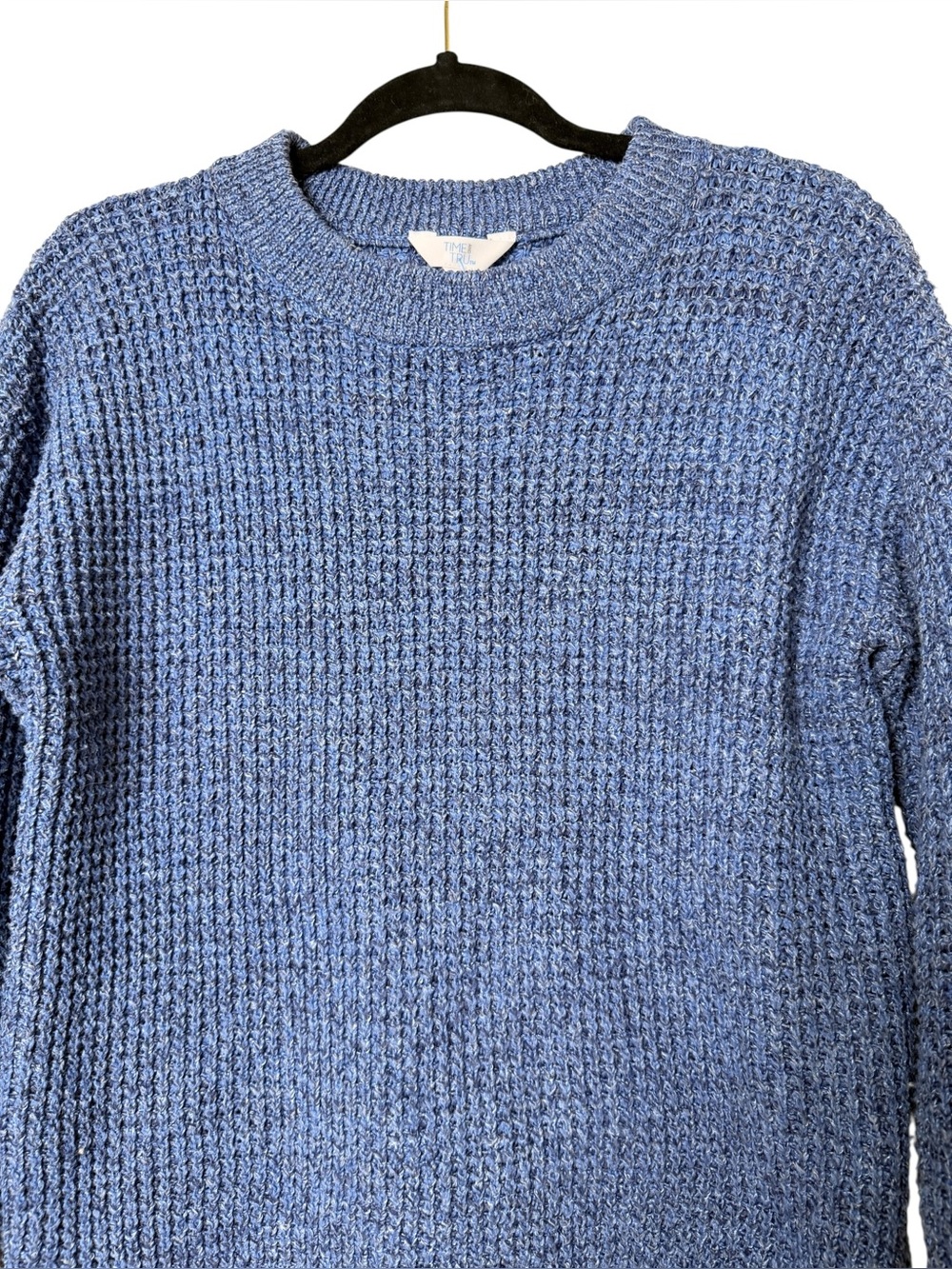 Time and Tru Small Blue Waffle Knit Sweater - Picture 2 of 5
